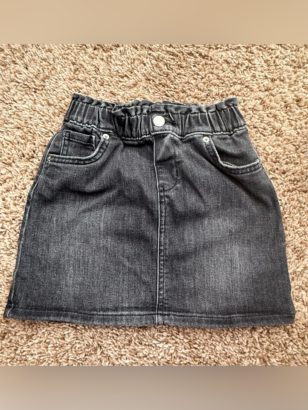 Cat & Jack Girls 5T Black Denim Skirt Paperbag Waist Stretch